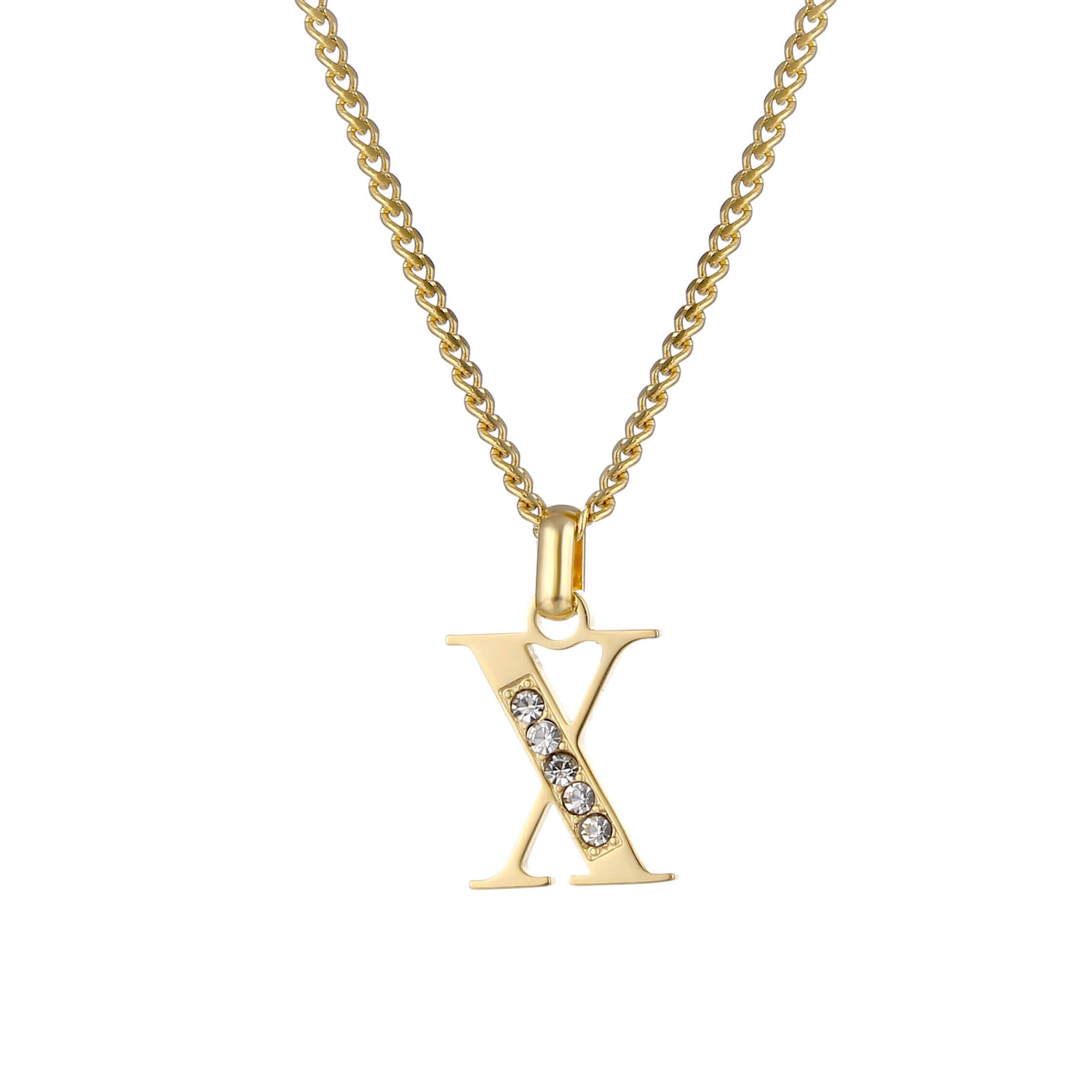 Letter Necklace with Zirconia Stones