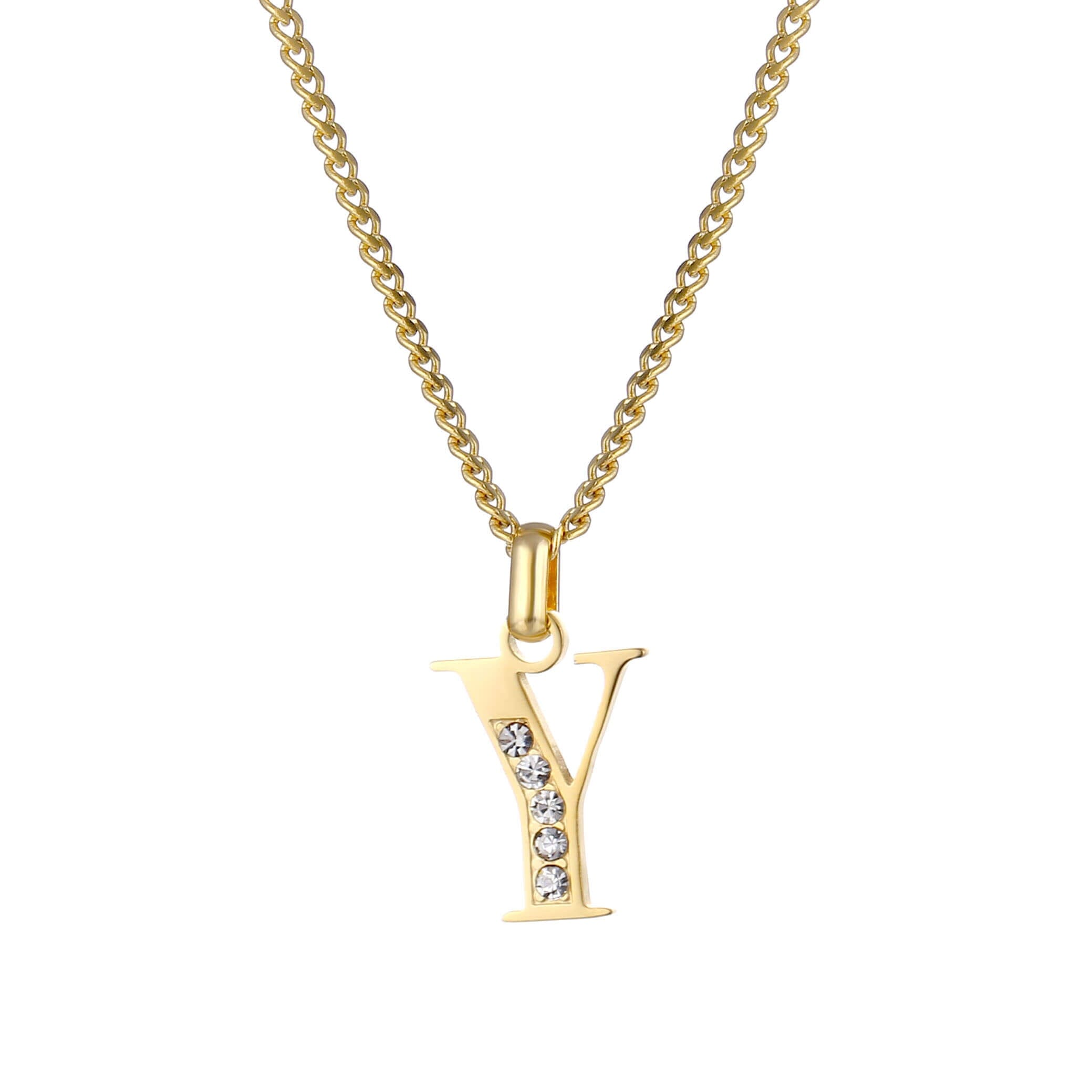Letter Necklace with Zirconia Stones
