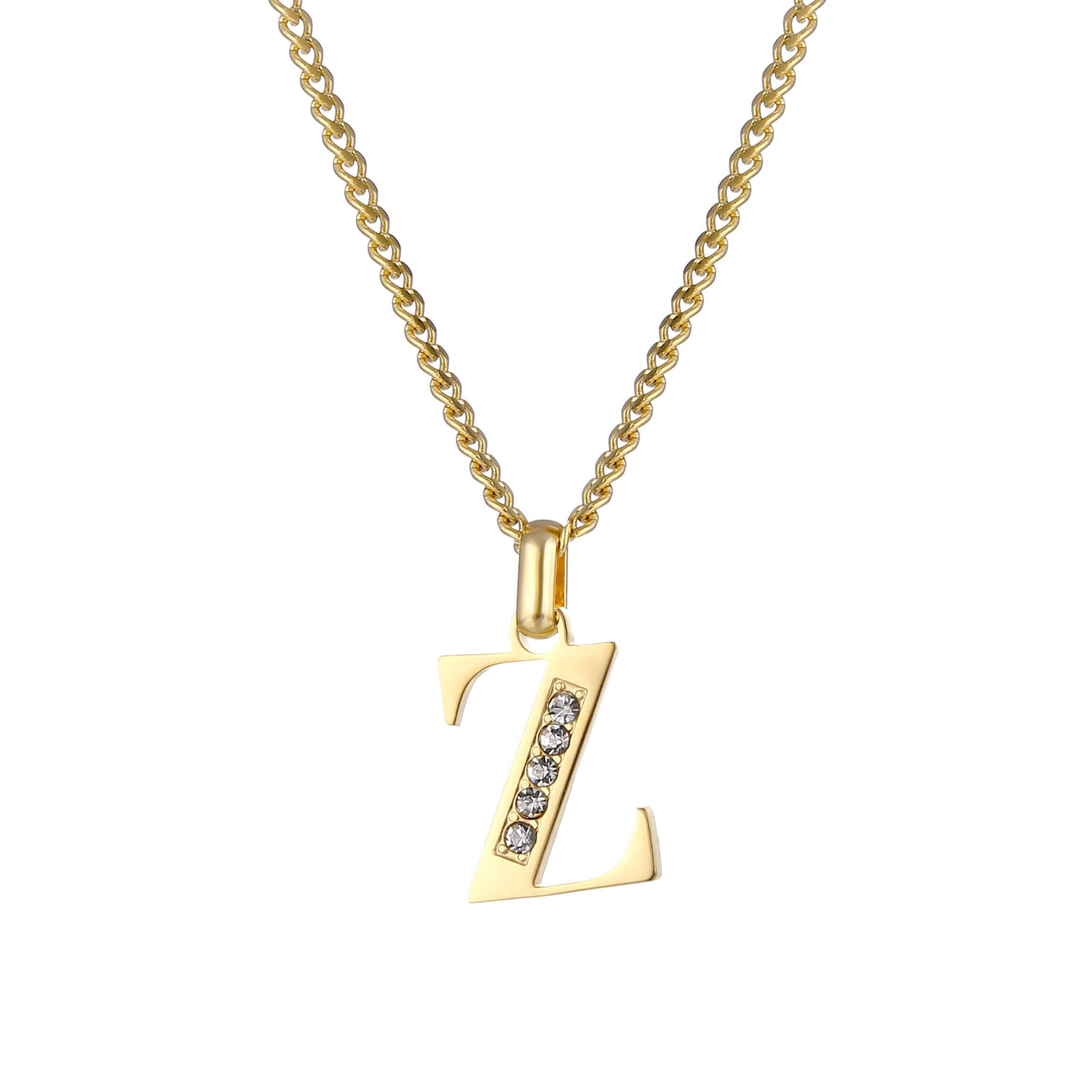 Letter Necklace with Zirconia Stones
