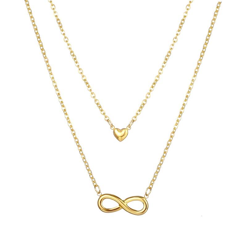 Double Necklace With Heart And Infinity Symbol