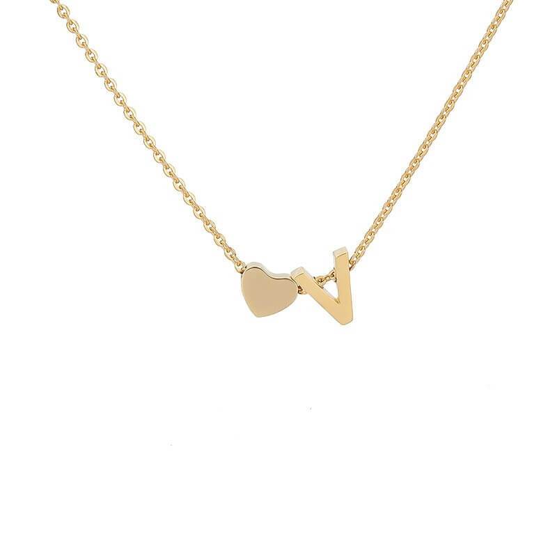 Necklace With A Small Heart And A Letter