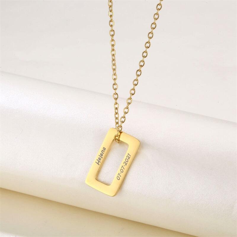 Necklace With Personalized Rectangle