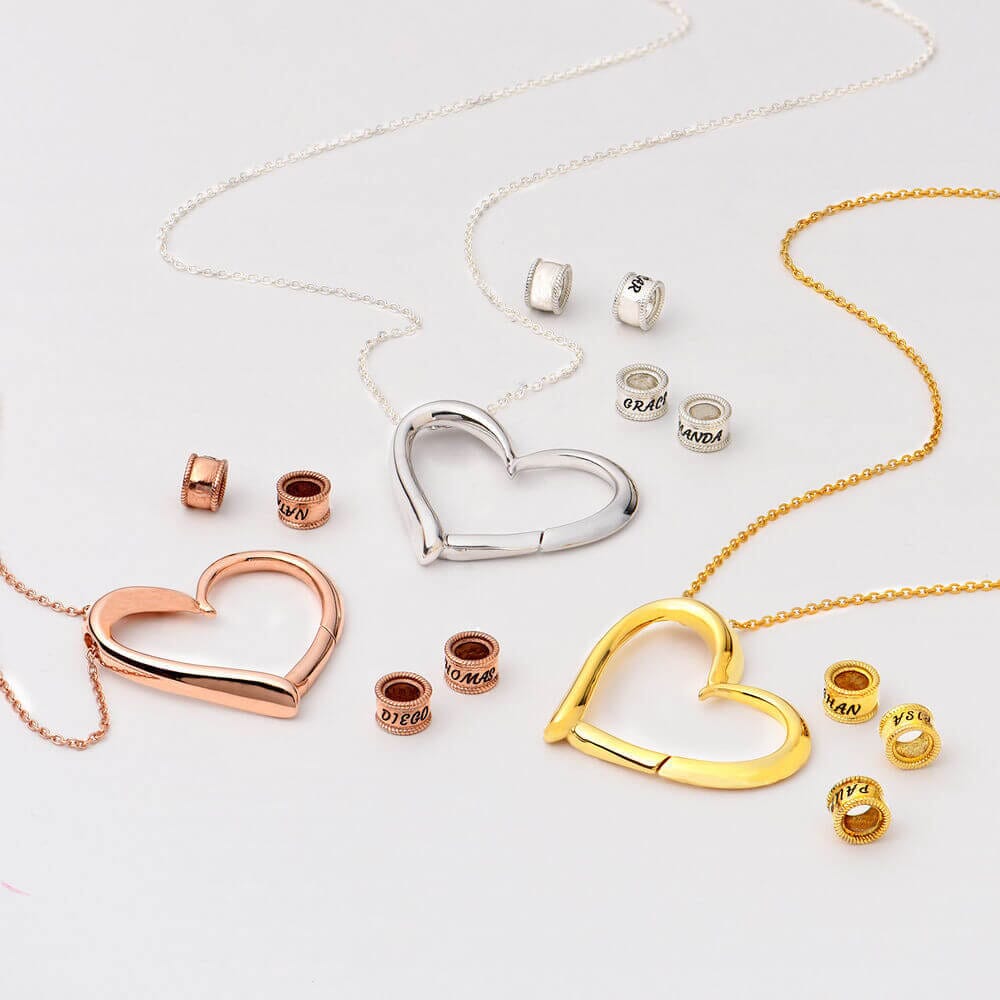 Heart Necklace with Personalised Beads
