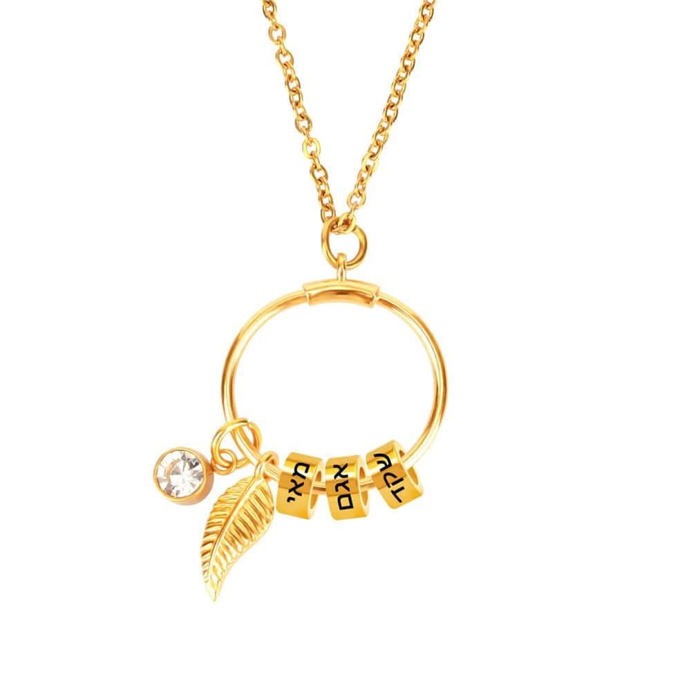 Circle pendant chain with personalized beads