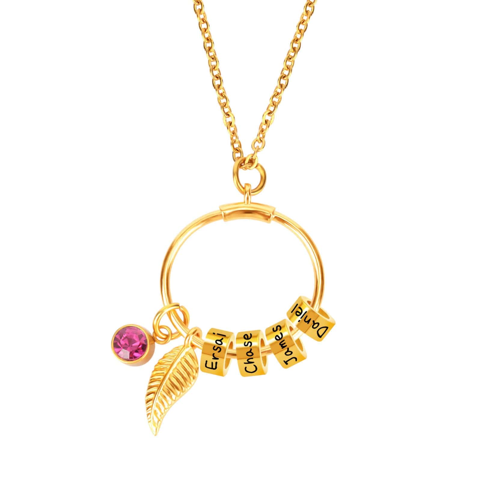Circle pendant chain with personalized beads