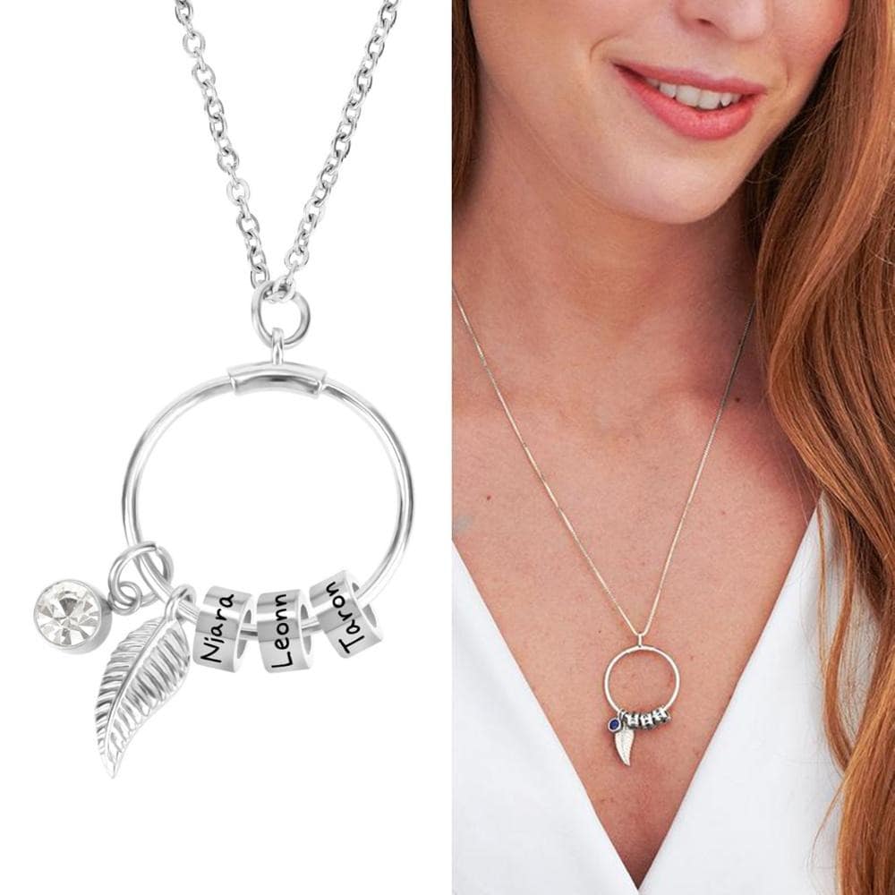 Circle pendant chain with personalized beads