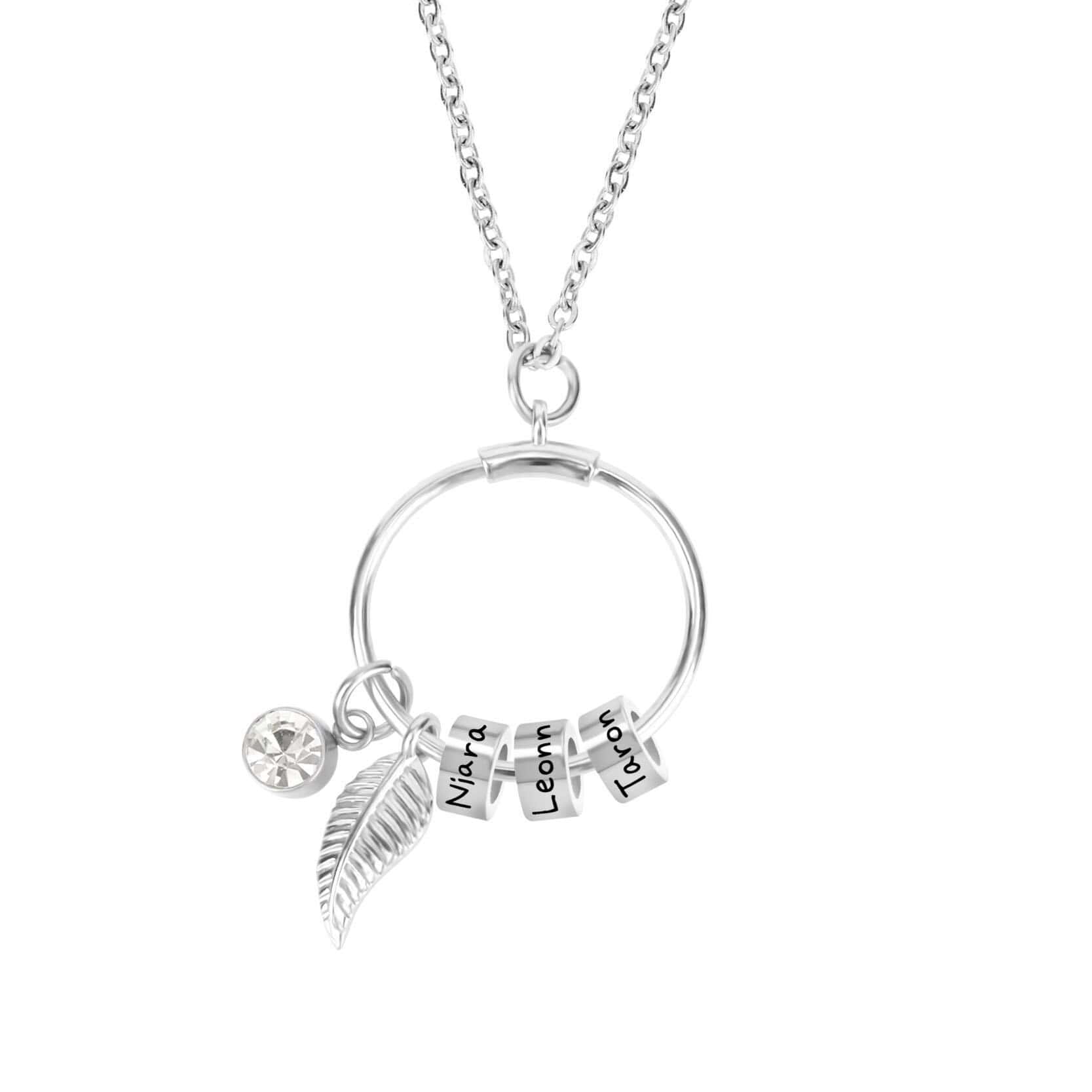 Circle pendant chain with personalized beads