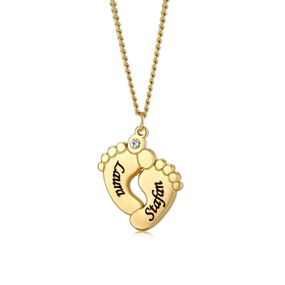 Personalised Baby Foot Necklace with Zirconia Stone