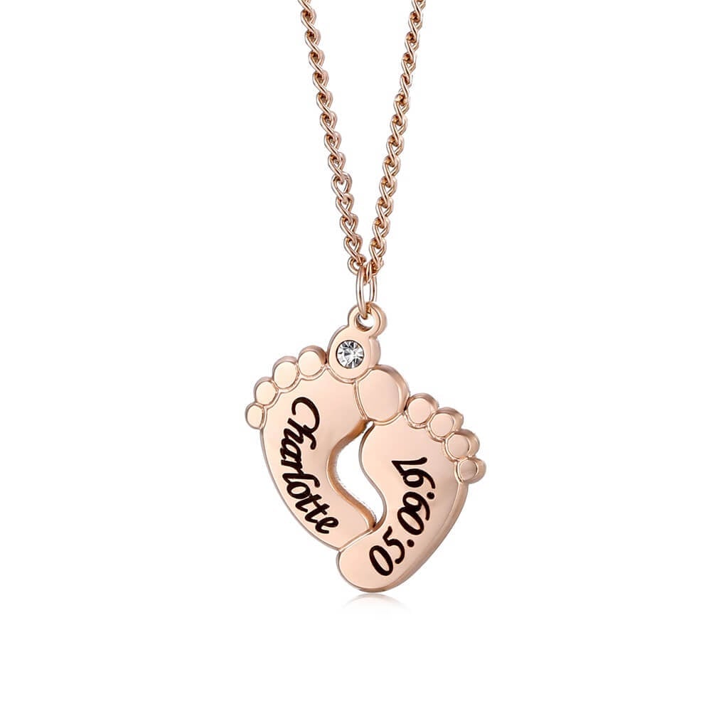 Personalised Baby Foot Necklace with Zirconia Stone