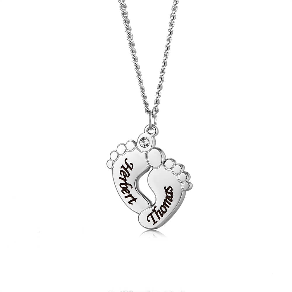 Personalised Baby Foot Necklace with Zirconia Stone