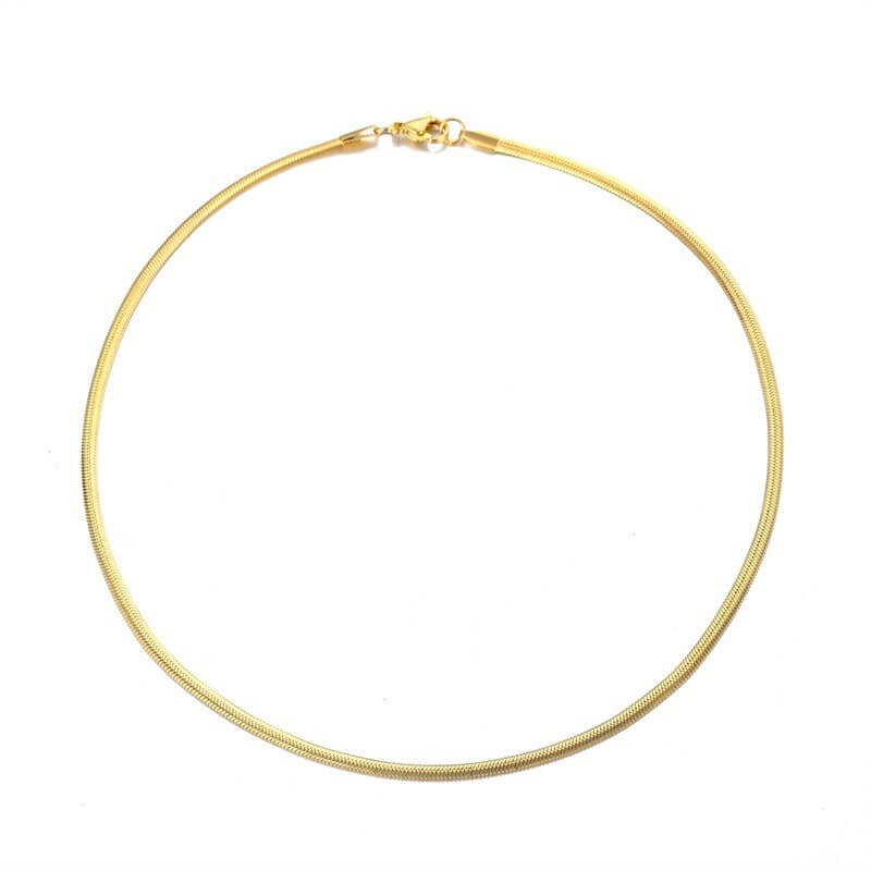 Herringbone necklace "3mm" with 18-karat gold plating