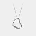 Love Heart Necklace Hallow Pendant With Zircon Crystal In S925 Sterling Silver With Zircon