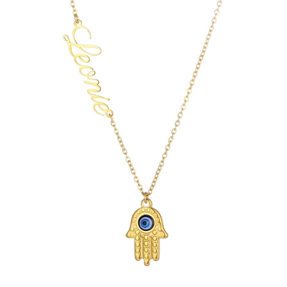 Name Necklace with Hand of Fatima
