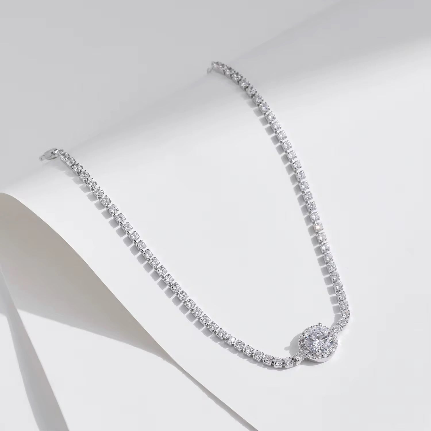 Sparkling Halo Tennis Bracelet S925 Sterling Silver