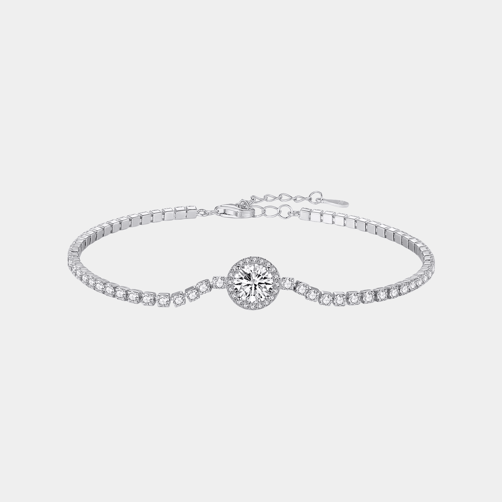 Sparkling Halo Tennis Bracelet S925 Sterling Silver