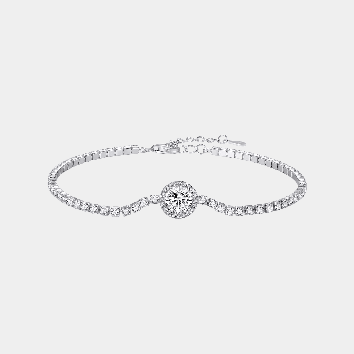 Sparkling Halo Tennis Bracelet S925 Sterling Silver